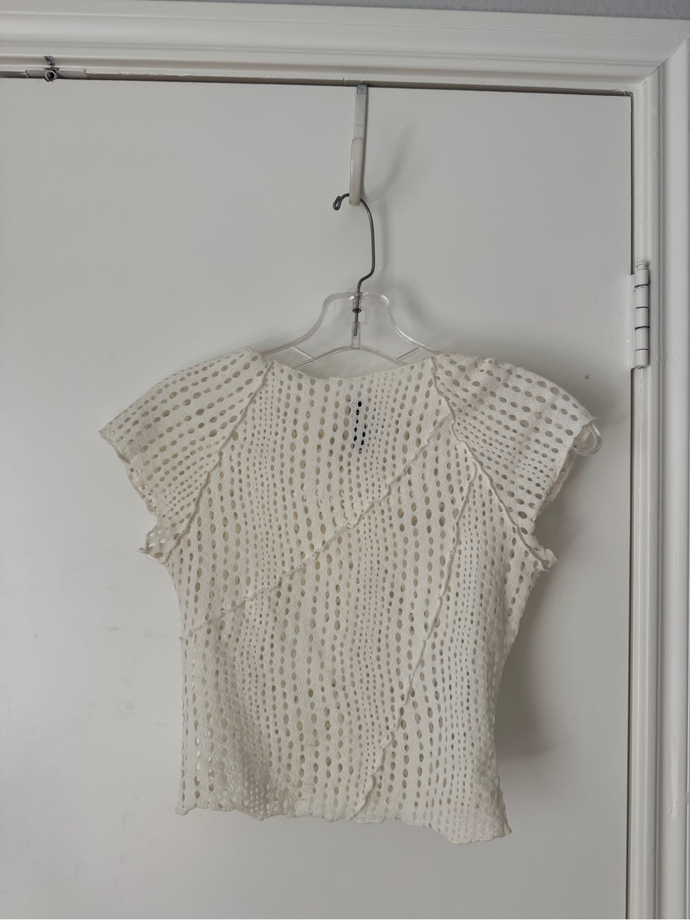 H&M Off-White Mesh Crop Top